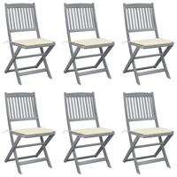 Tuinstoelen 6 st inklapbaar met kussens massief acaciahout - thumbnail