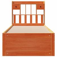 Bed met boekenkast zonder matras grenenhout wasbruin 140x200 cm - thumbnail