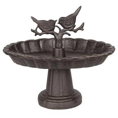 Clayre & Eef Vogelbad 6Y3217 24 * 19 * 22 cm - Bruin Ijzer Vogeldrinkbak Vogeldrinkschaal Waterbak Vogels