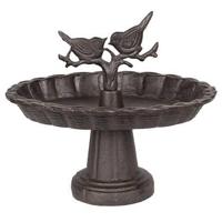 Clayre & Eef Vogelbad 6Y3217 24 * 19 * 22 cm - Bruin Ijzer Vogeldrinkbak Vogeldrinkschaal Waterbak Vogels - thumbnail