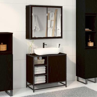 Badkamermeubelset met opslag 2 pcs Zwart eiken 65 x 33 x 60 cm