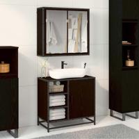 Badkamermeubelset met opslag 2 pcs Zwart eiken 65 x 33 x 60 cm - thumbnail