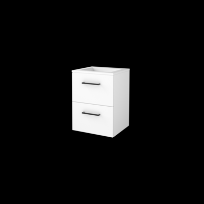 Basic-Line Start 46 Badkamermeubelset - 50 x 46 cm - Met Grepen - 2 Lades - Acryl Wastafel - Zonder Kraangat - Ice White