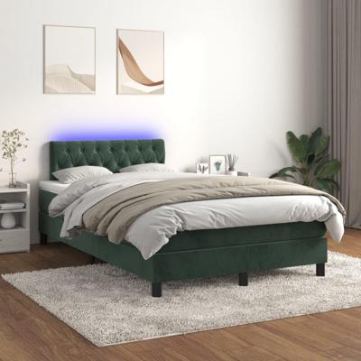 Boxspring met matras en LED fluweel donkergroen 120x200 cm