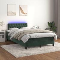 Boxspring met matras en LED fluweel donkergroen 120x200 cm - thumbnail