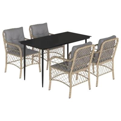 5-delige Tuinset met kussens poly rattan gemengd beige 5-delige Tuinset met kussens poly rattan gemengd beige