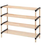 H&S Collection Schoenenrek - 4-laags - hout - 76 x 28 x 59 cm - thumbnail