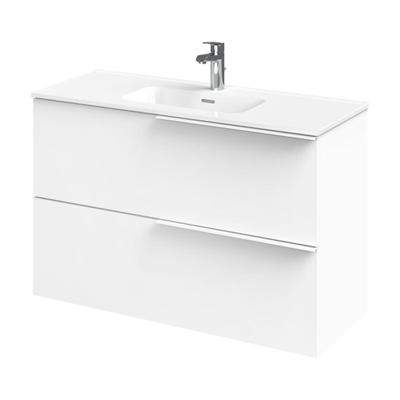 Tiger Pocket Meubelset 100 cm met 2 lades Wit incl Calpe wastafel Hoogglans wit - 800304