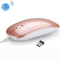 HXSJ M90 2.4 GHz ultradunne Mute oplaadbare dual-mode draadloze Bluetooth Notebook PC Mouse (Rose Gold) - thumbnail