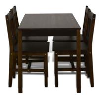 VidaXL Eettafel met 4 stoelen hout bruin - thumbnail