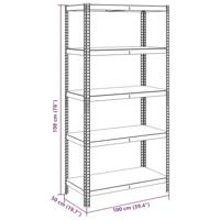 VidaXL Opbergrek 5-laags staal en bewerkt hout zilverkleurig - thumbnail