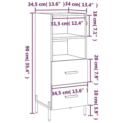 Dressoir 34,5x34x90 cm bewerkt hout betongrijs