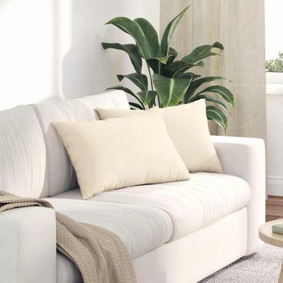 Sofa Kussens 2 pcs Crme 60 x 40 cm Katoen Stof