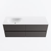 MONDIAZ VICA 130cm badmeubel onderkast Dark Grey 4 lades. Wastafel MOON links zonder kraangat, kleur Talc. - thumbnail