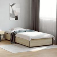 Bedframe bewerkt hout en metaal sonoma eikenkleurig 75x190 cm - thumbnail
