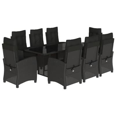 9-delige Tuinset poly rattan zwart