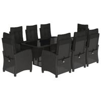 9-delige Tuinset poly rattan zwart - thumbnail