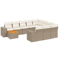 11-delige Tuinset met kussens poly rattan beige - thumbnail