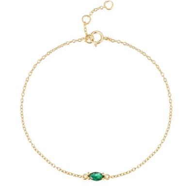 Elenza Armband met Groene Edelsteen in Goudkleurig 925 Sterling Zilver