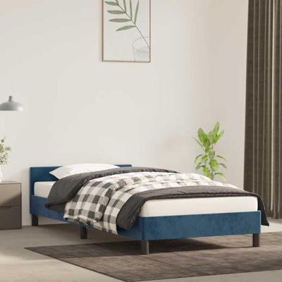 Bedframe zonder matras 90x200 cm fluweel donkerblauw