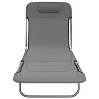 Ligbedden 2 st inklapbaar textileen en staal grijs - thumbnail