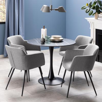 Bendt Ronde Bistrotafel 'Tempest' Keramiek met marmerlook, 90cm, kleur Zwart