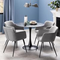 Bendt Ronde Bistrotafel 'Tempest' Keramiek met marmerlook, 90cm, kleur Zwart - thumbnail