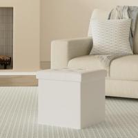 Opvouwbare poef met opslag wit - thumbnail