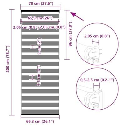 VidaXL Zebra rolgordijn 70x200 cm stofbreedte 65,9 cm zwart