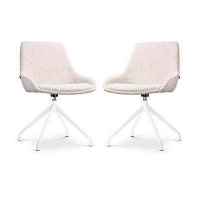 Nolon Nola-Isa Draaibare Eetkamerstoelen Bouclé Beige - Wit - 2x