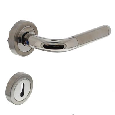 Deurkruk Agatha met geveerde rozet met sleutelgat plaatjes ATP RVS Deurkruk Agatha met geveerde rozet met sleutelgat plaatjes ATP RVS