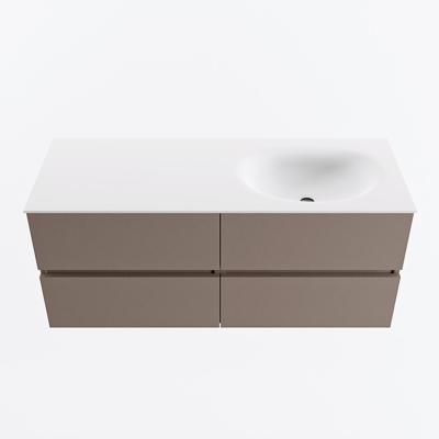 MONDIAZ VICA 120cm badmeubel onderkast Smoke 4 lades. Wastafel MOON rechts 1 kraangat, kleur Talc.