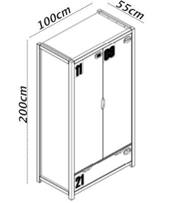 Vipack 2-deurs kledingkast Alex - bruin/zwart - 200x100x55 cm