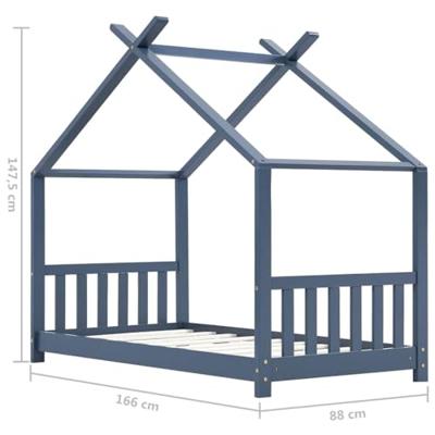 Kinderbedframe massief grenenhout grijs 80x160 cm Kinderbedframe massief grenenhout grijs 80x160 cm