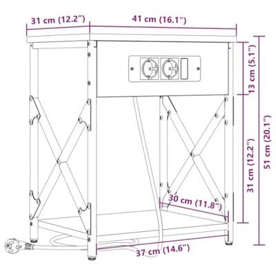 Nachtkastje met lade Grijs sonoma 41 x 31 x 51 cm Bewerkt hout