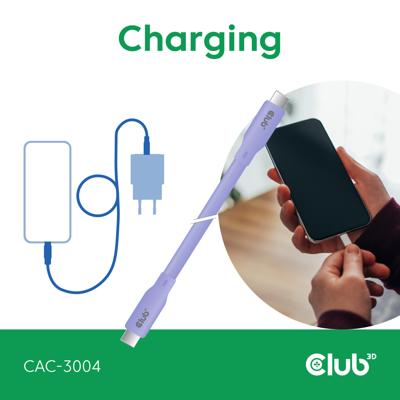 club3D CAC-3004 USB-C-kabel USB-C stekker 2.00 m Violet club3D CAC-3004 USB-C-kabel USB-C stekker 2.00 m Violet