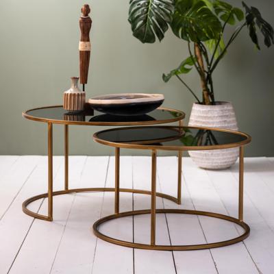 Light & Living Salontafel 'Duarte' Set van 2 stuks, kleur Goud/Smoke