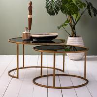 Light & Living Salontafel 'Duarte' Set van 2 stuks, kleur Goud/Smoke - thumbnail