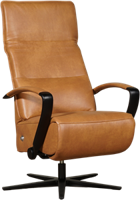 Cognac leren industriële relaxfauteuil Matrix - met stervoet chroom - zithoogte laag - Granada leer Sahara (cognac leer) - thumbnail