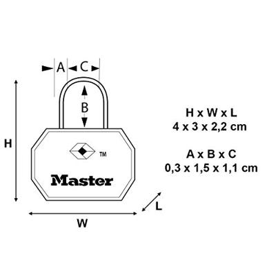 Masterlock 2 x 30mm - 15mm steel shackle, 3mm diam. - aluminium body with ABS pla - 4681EURTBLK