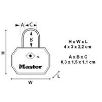 Masterlock 2 x 30mm - 15mm steel shackle, 3mm diam. - aluminium body with ABS pla - 4681EURTBLK - thumbnail