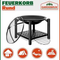 Vuurschaal Ø55cm met Houtlade zwart gepoedercoat staal - thumbnail