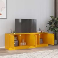Tv-meubelen 2 st 67x39x44 cm staal mosterdgeel - thumbnail