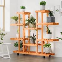 Plantenstandaard met wielen 110x25x115 cm massief vurenhout - thumbnail