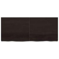 Wastafelblad 140x60x6 cm behandeld massief hout donkergrijs - thumbnail