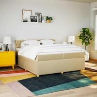 Boxspring met matras stof crèmekleurig 200x200 cm - thumbnail