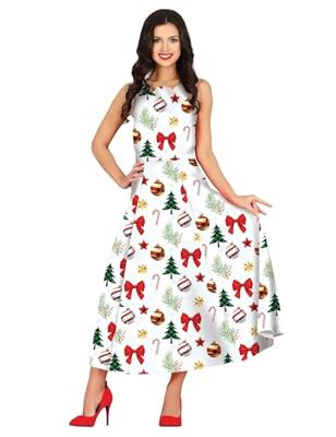 Witte Kerstjurk Met Print Dames