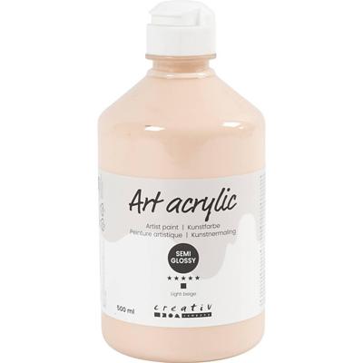 Creativ Company Acryl verf, semi-glanzend, dekkend, licht beige, 500 ml/ 1 fles