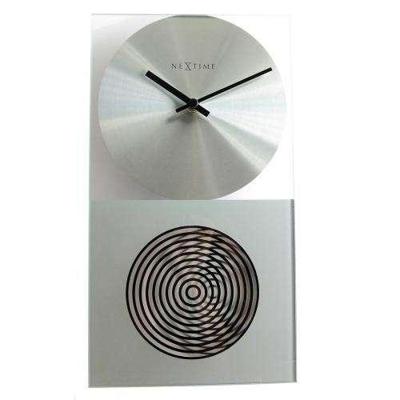 NeXtime klok 3028 op clock, 16x30.2 cm, wall, glass, silver
