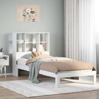 Bed met boekenkast zonder matras grenenhout wit 90x190 cm - thumbnail